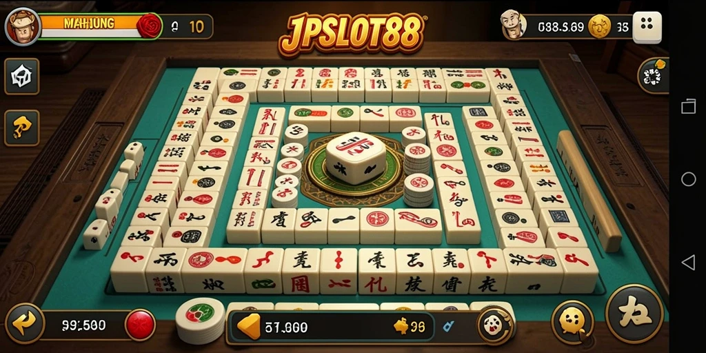 Tampilan gameplay seru dalam JPSLOT88 dengan suasana Mahjong.