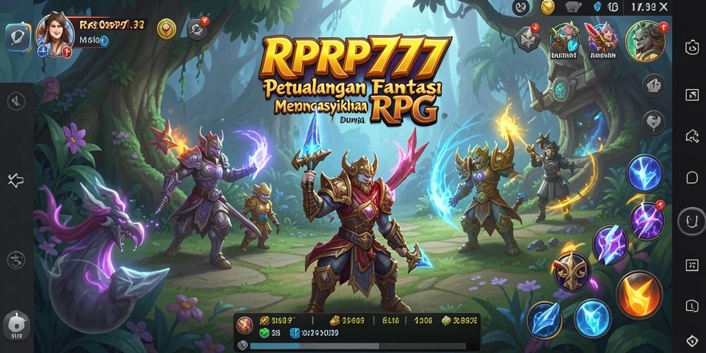 Screenshot gameplay RPRP777 yang menunjukkan pertarungan epik dan karakter yang beraksi.